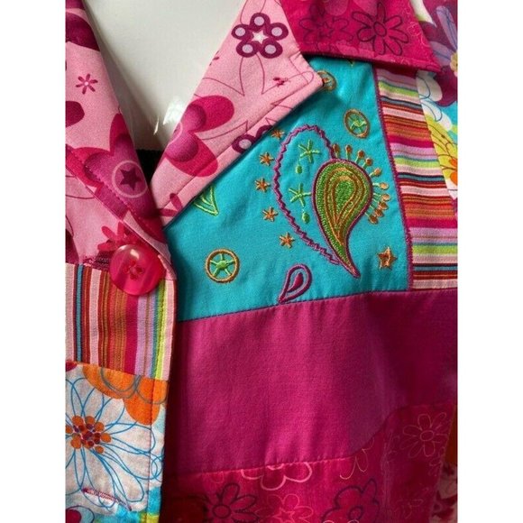 Diane Gilman Womens Silk Blend Jacket Pink Turquoi - Picture 5 of 10